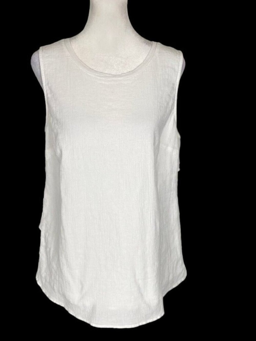 SOFT SURROUNDINGS Tiered Back Sleeveless Blouse Cotton Sz L White Beachy 48-25